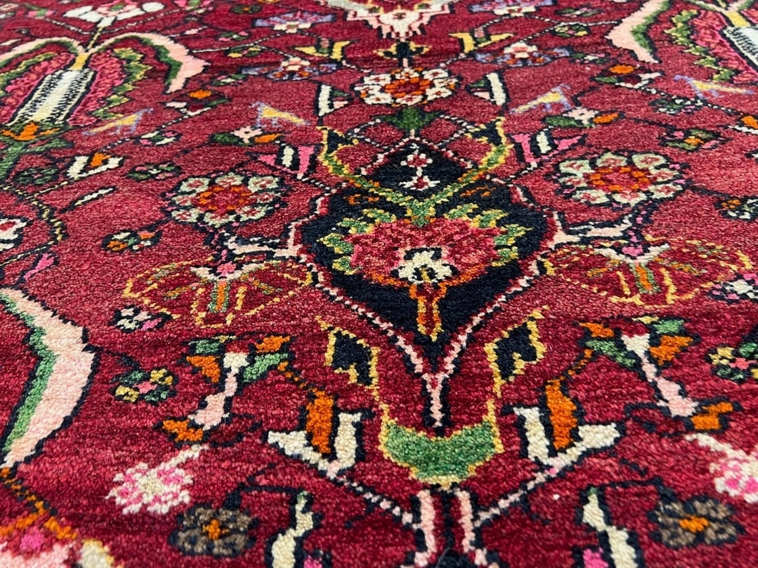 Hand-Knotted Sarouk Semi-Antique Wool Reds Blues Oriental Area Rug 4'6" x 6'9" - 8