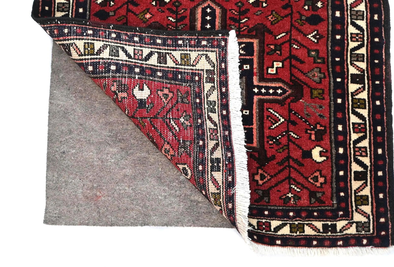 Vintage Red Geometric 2X8 Karajeh Persian Runner Rug - 12