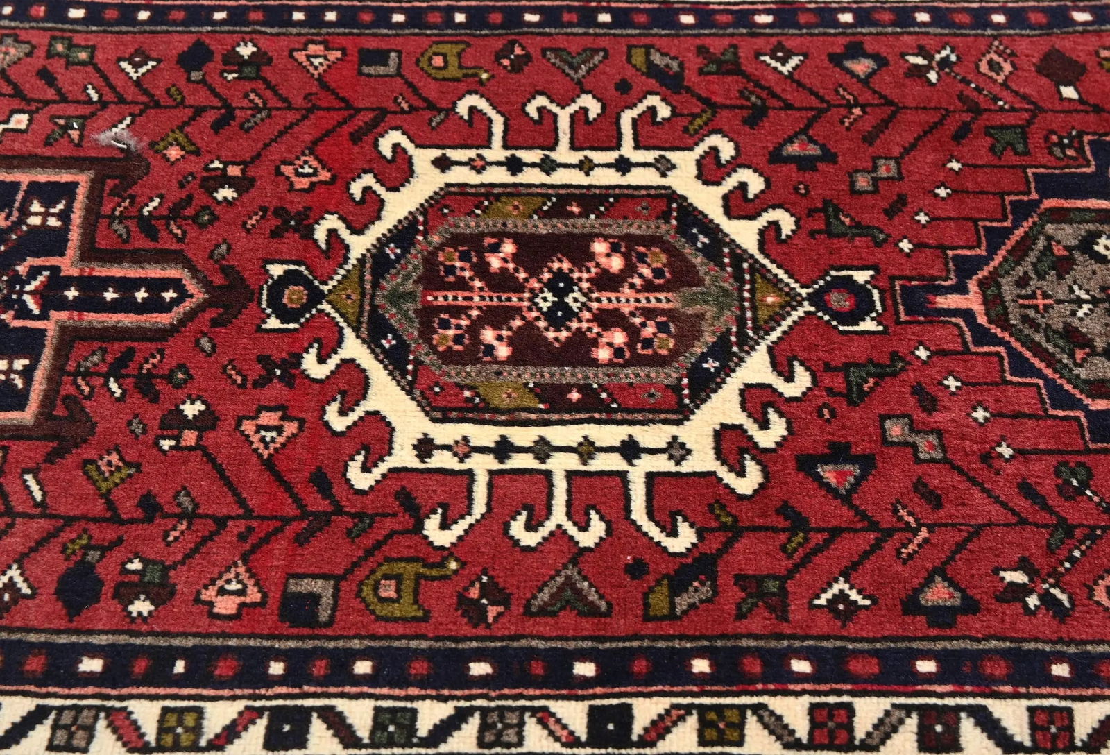 Vintage Red Geometric 2X8 Karajeh Persian Runner Rug - 6