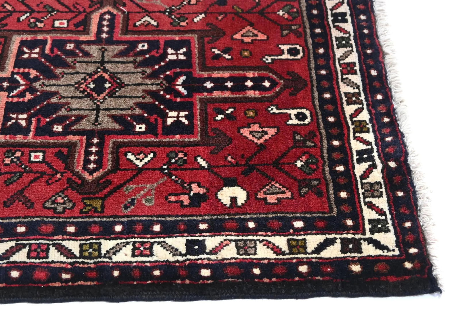 Vintage Red Geometric 2X8 Karajeh Persian Runner Rug - 8