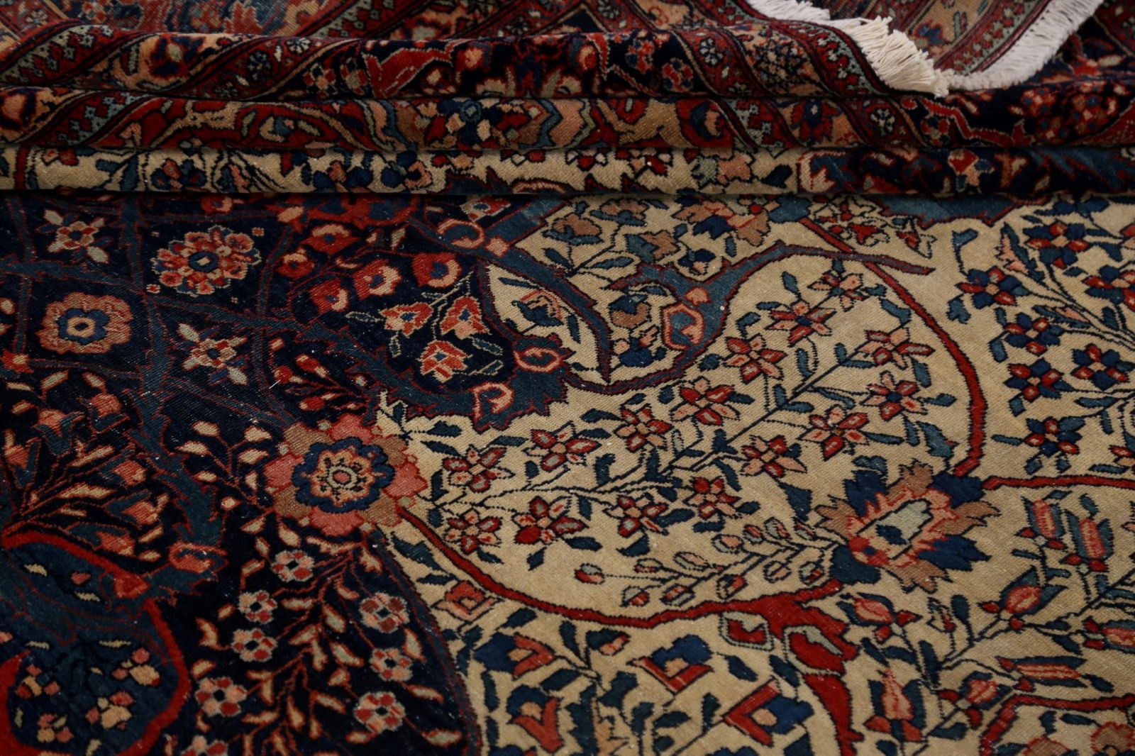 Pre-1900 Antique Vegetable Dye Sarouk Farahan Persian Area Rug 8x11 - 19