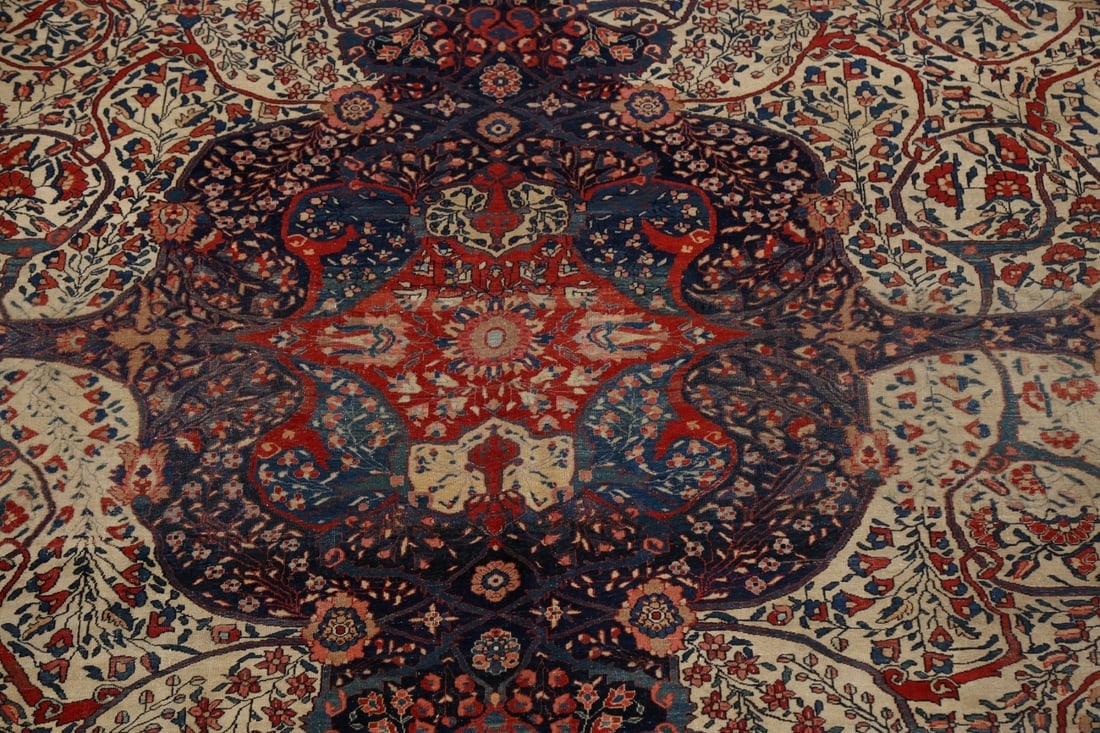 Pre-1900 Antique Vegetable Dye Sarouk Farahan Persian Area Rug 8x11 - 4