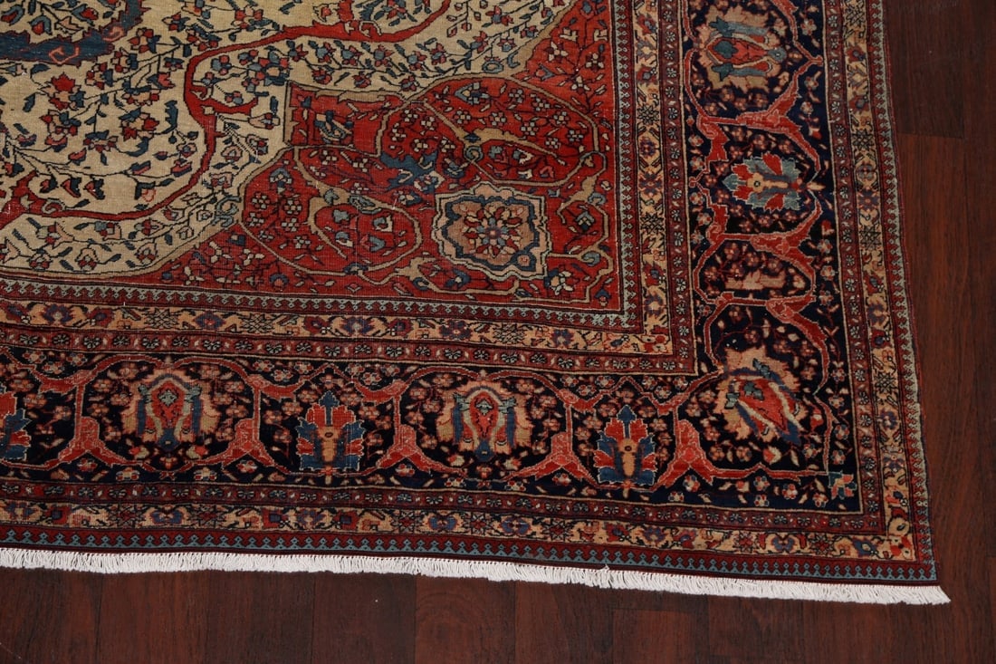 Pre-1900 Antique Vegetable Dye Sarouk Farahan Persian Area Rug 8x11 - 5