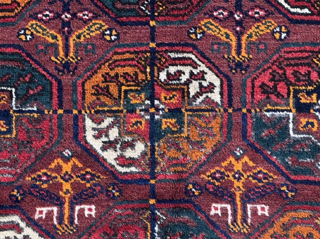 Antique Persian Balouch Hand Knotted Tribal Maroon Wool Oriental Area Rug 4'1" x 6'7" - 6