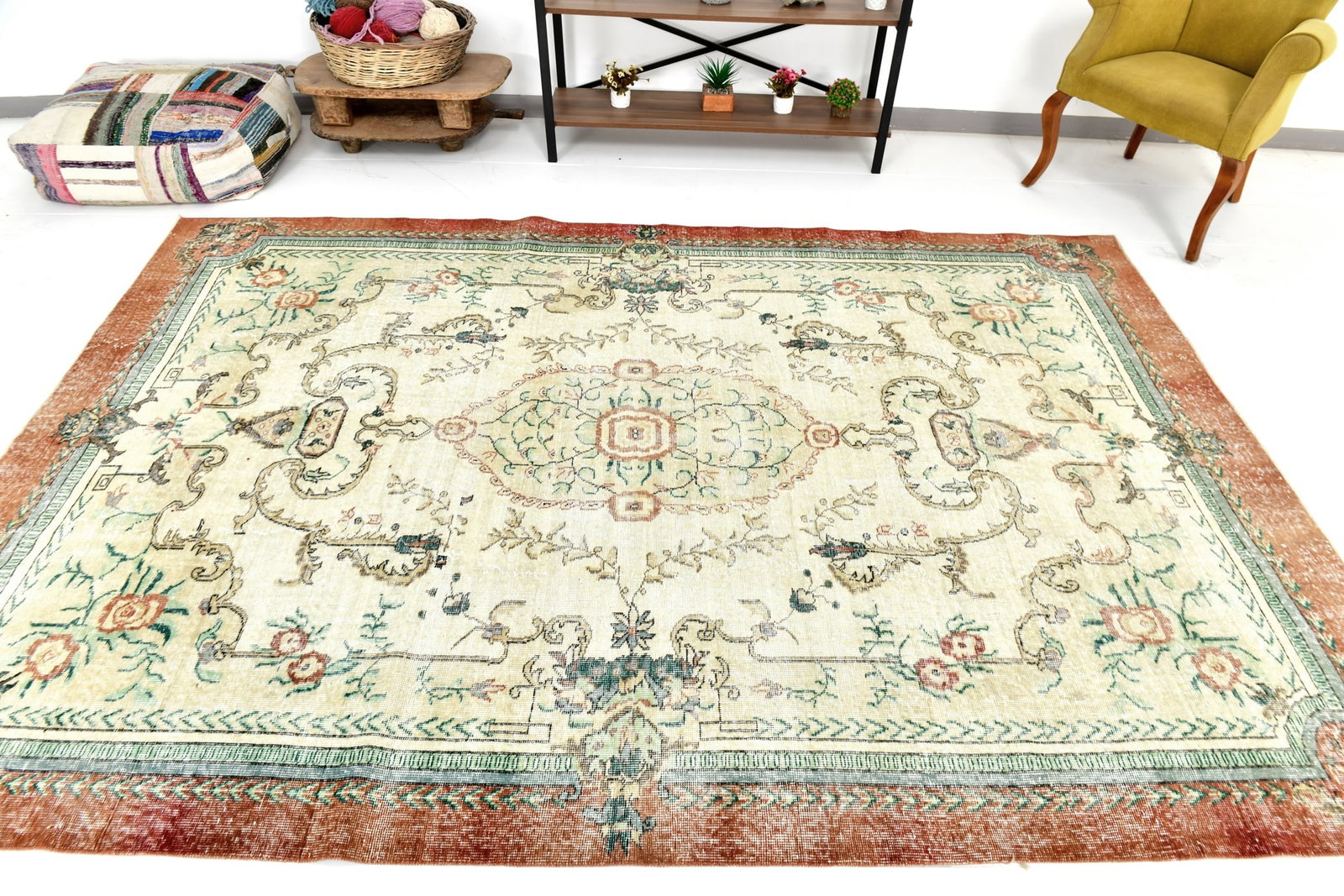 6'7'' x 9'10'' Handmade Vintage Wool Rug - 24661 - 3