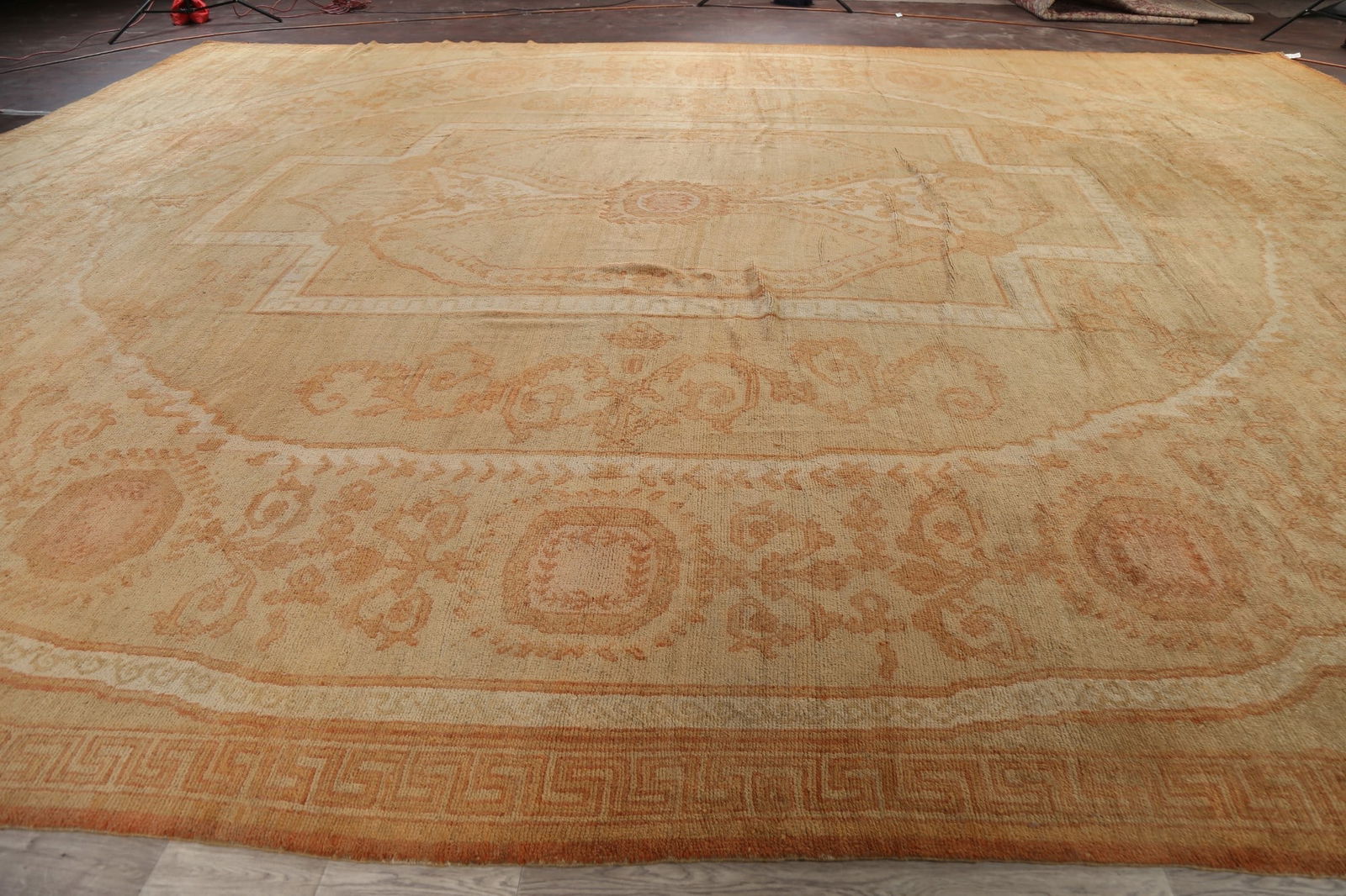 Pre-1900 Antique Vegetable Dye Oushak Turkish Area Rug 18x23 - 13