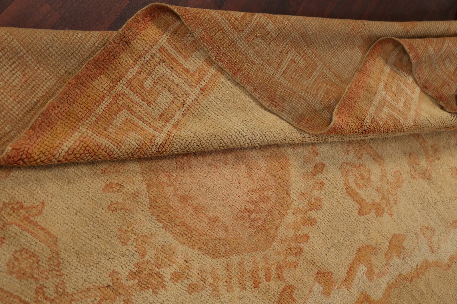 Pre-1900 Antique Vegetable Dye Oushak Turkish Area Rug 18x23 - 16