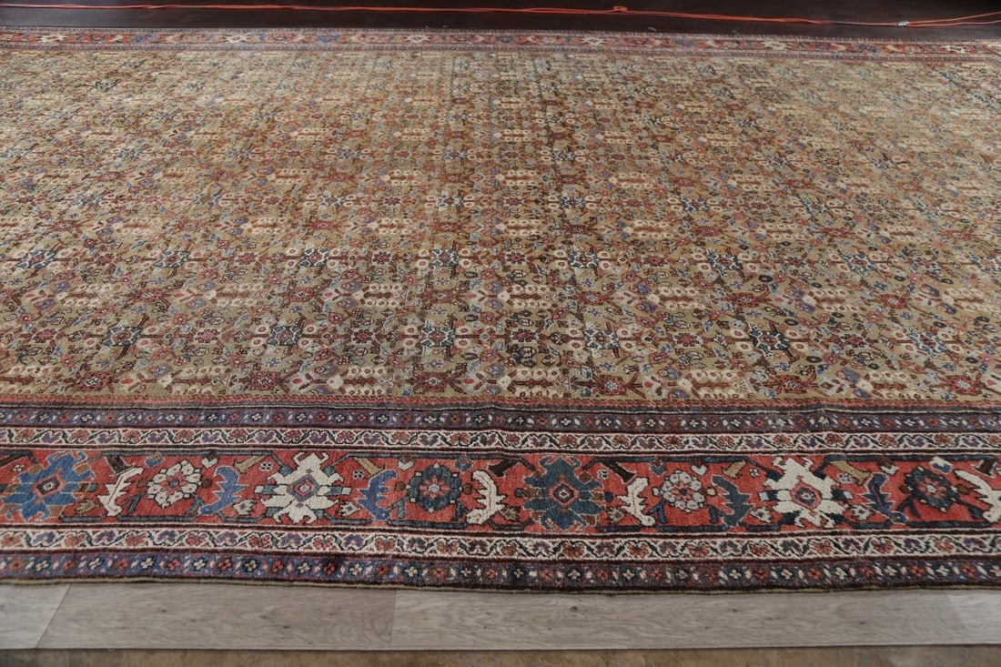 Antique Pre-1900 Sultanabad Persian Rug 13x22 Large - 17
