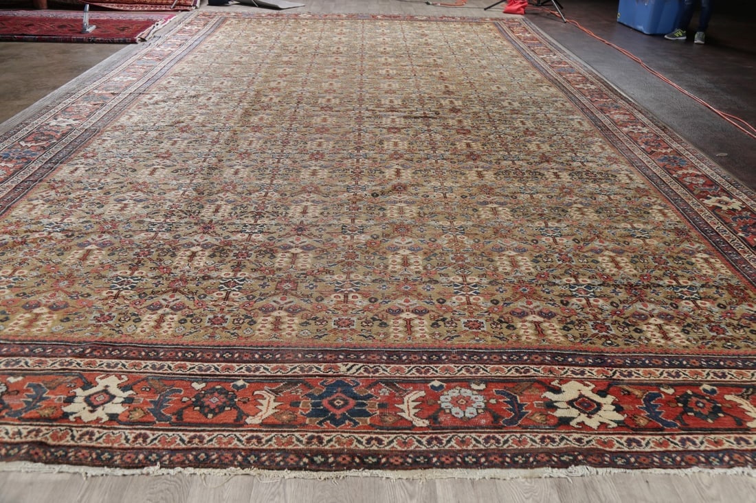 Antique Pre-1900 Sultanabad Persian Rug 13x22 Large - 18