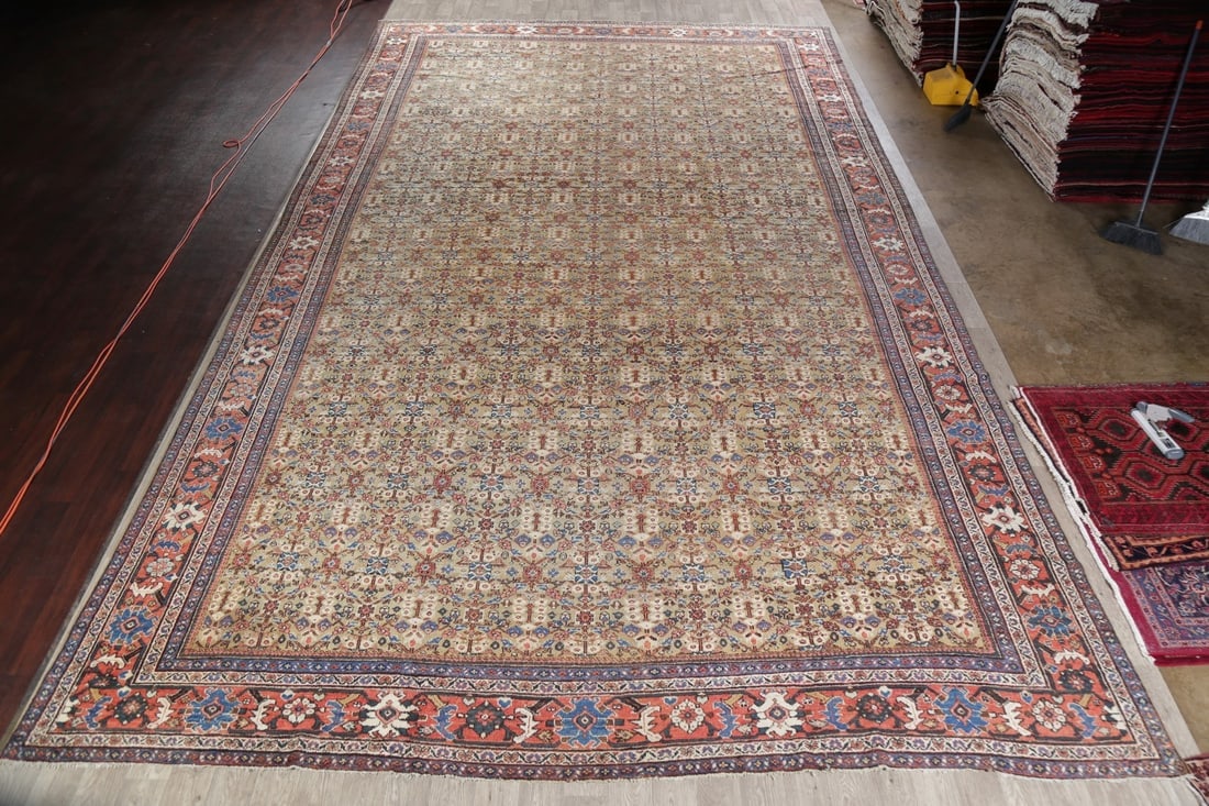 Antique Pre-1900 Sultanabad Persian Rug 13x22 Large - 2