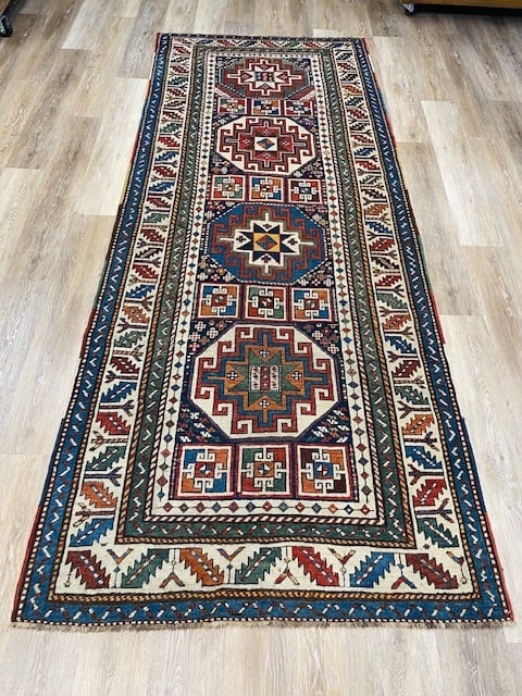 Antique Gendje Caucasian Rug-4798: Title:Antique Gendje Caucasian Rug-4798Description:Beautiful antique Gendje Caucasian Rug from central caucasian, size 3 ft. 6 inches by 8 ft. 9 inches, circa late 19 century, excellent condition ,
