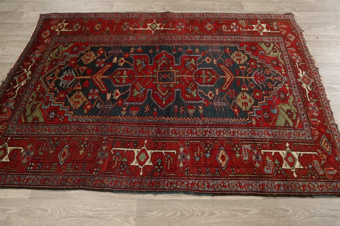 Antique 100% Vegetable Dye Heriz Serapi Persian Area Rug 5x6 - 13