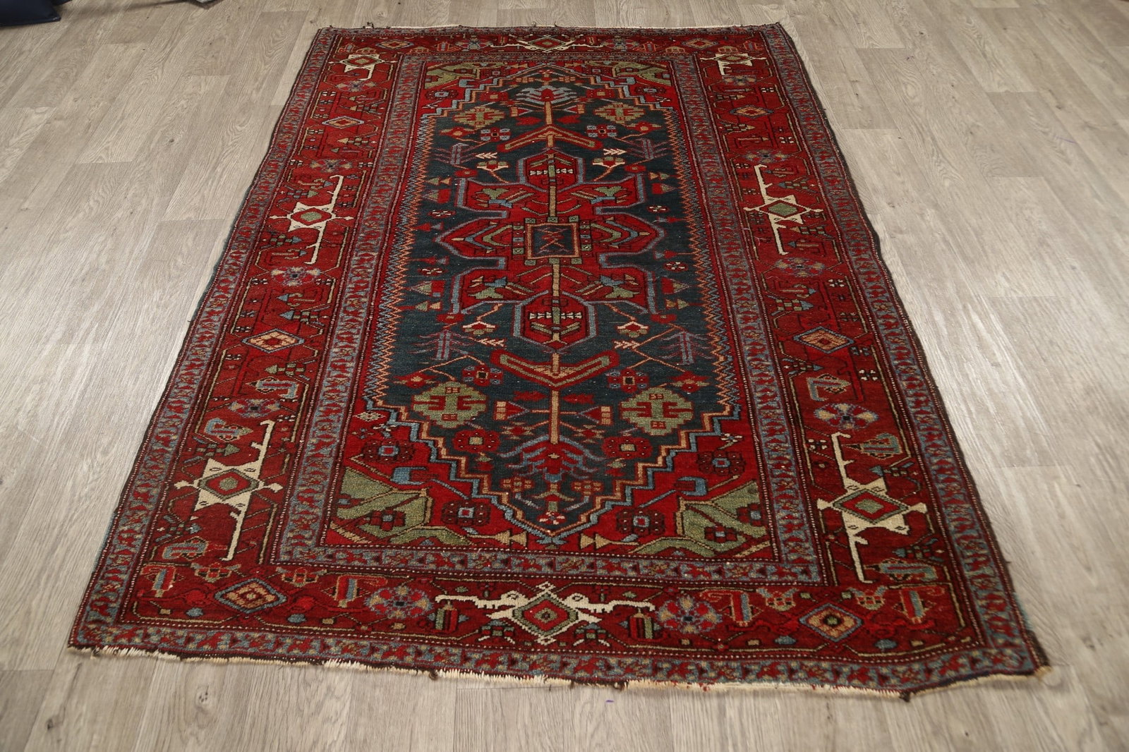 Antique 100% Vegetable Dye Heriz Serapi Persian Area Rug 5x6 - 14