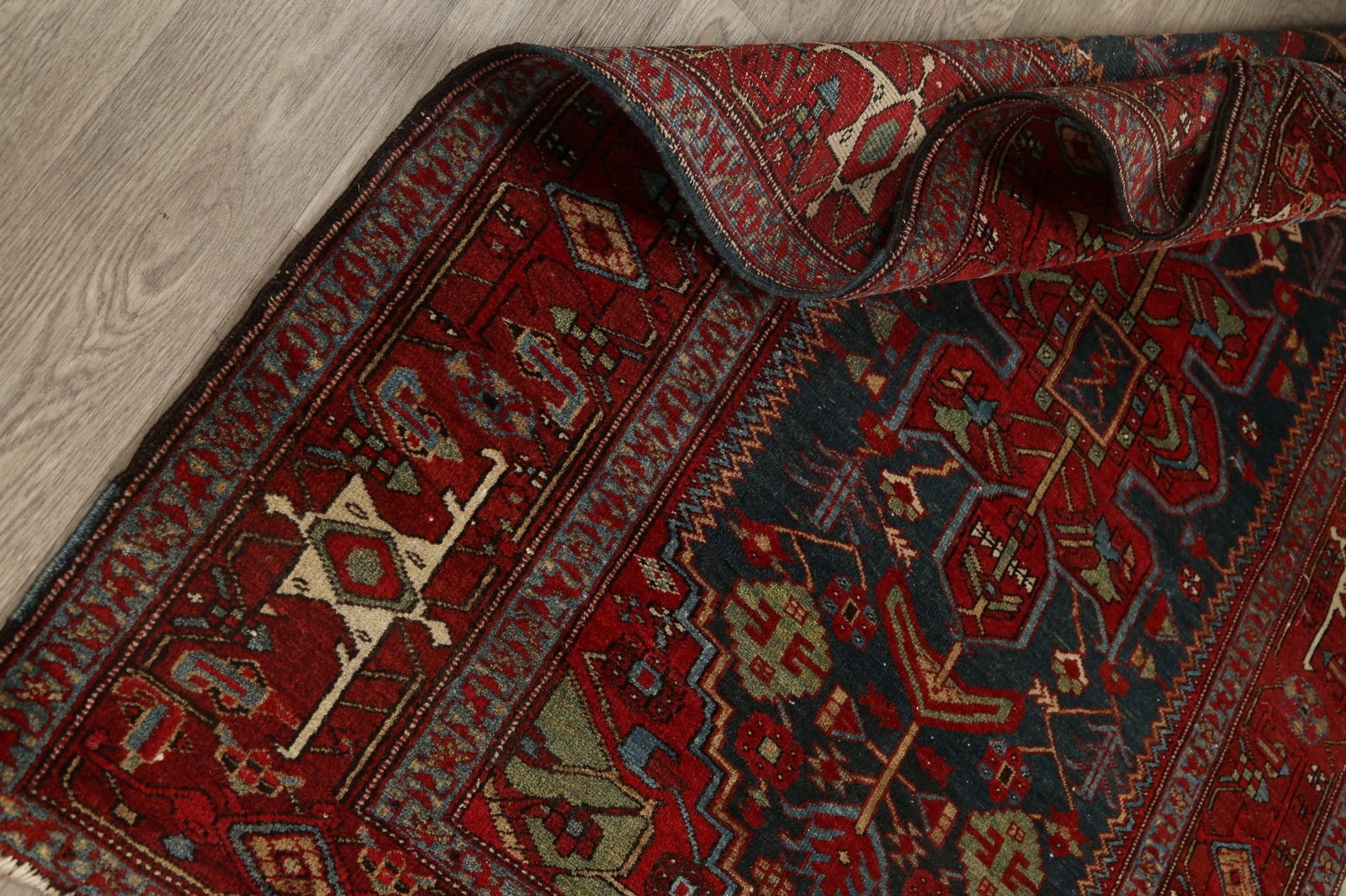 Antique 100% Vegetable Dye Heriz Serapi Persian Area Rug 5x6 - 16