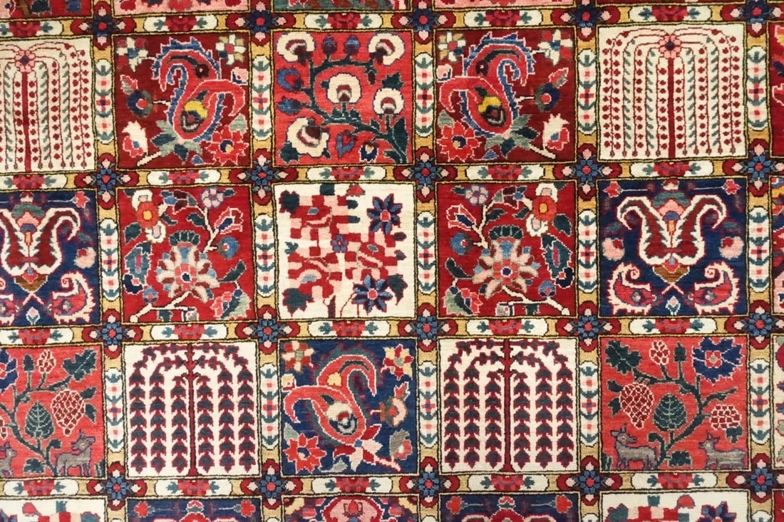 Hand-Knotted Semi-Antique Persian Bakhtiari Wool Tribal Garden Oriental Rug 8'9" x 12'1" - 7