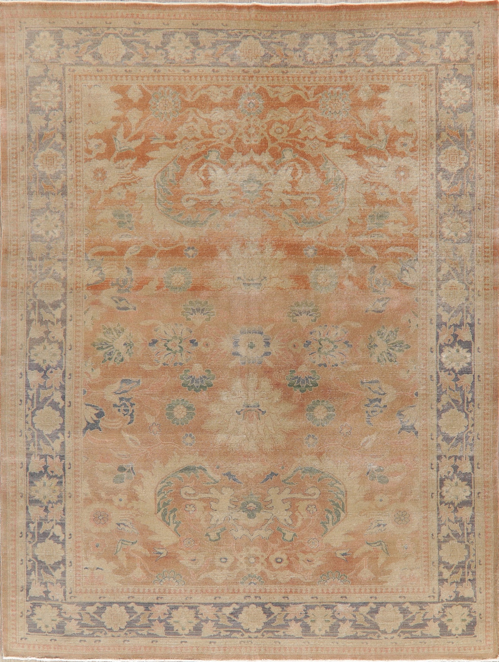 Antique Vegetable Dye Oushak Turkish Area Rug 8x11: Title:Antique Vegetable Dye Oushak Turkish Area Rug 8x11Origin:A Beautiful Genuine Turkey Oushak (100% Vegetable Dye) rug is Hand Knotted by skillful weavers in Turkey with 100% Wool Material. This