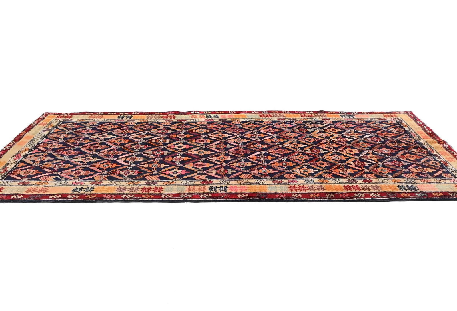 Vintage Tribal Purple-navy 4'6X9'8 Meshkin Persian Rug - 4