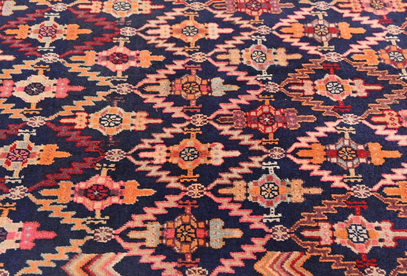 Vintage Tribal Purple-navy 4'6X9'8 Meshkin Persian Rug - 5