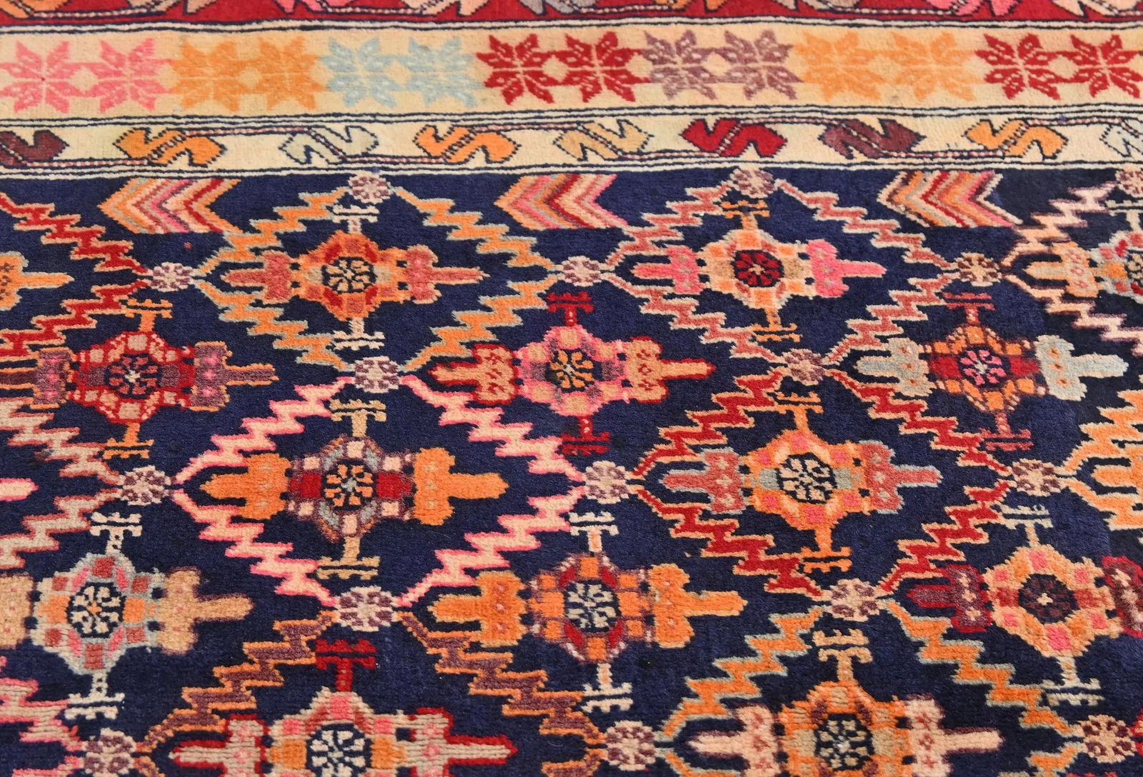 Vintage Tribal Purple-navy 4'6X9'8 Meshkin Persian Rug - 7