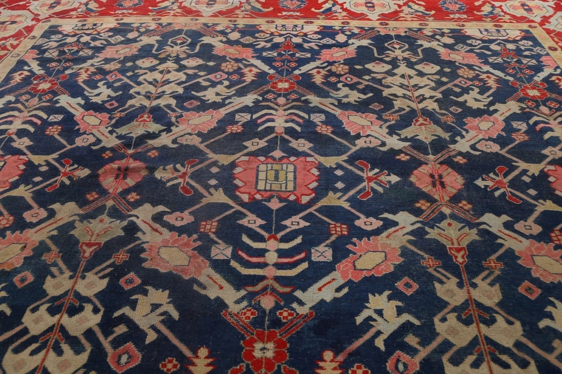 Pre-1900 Antique Vegetable Dye Oushak Persian Area Rug 13x19 - 16