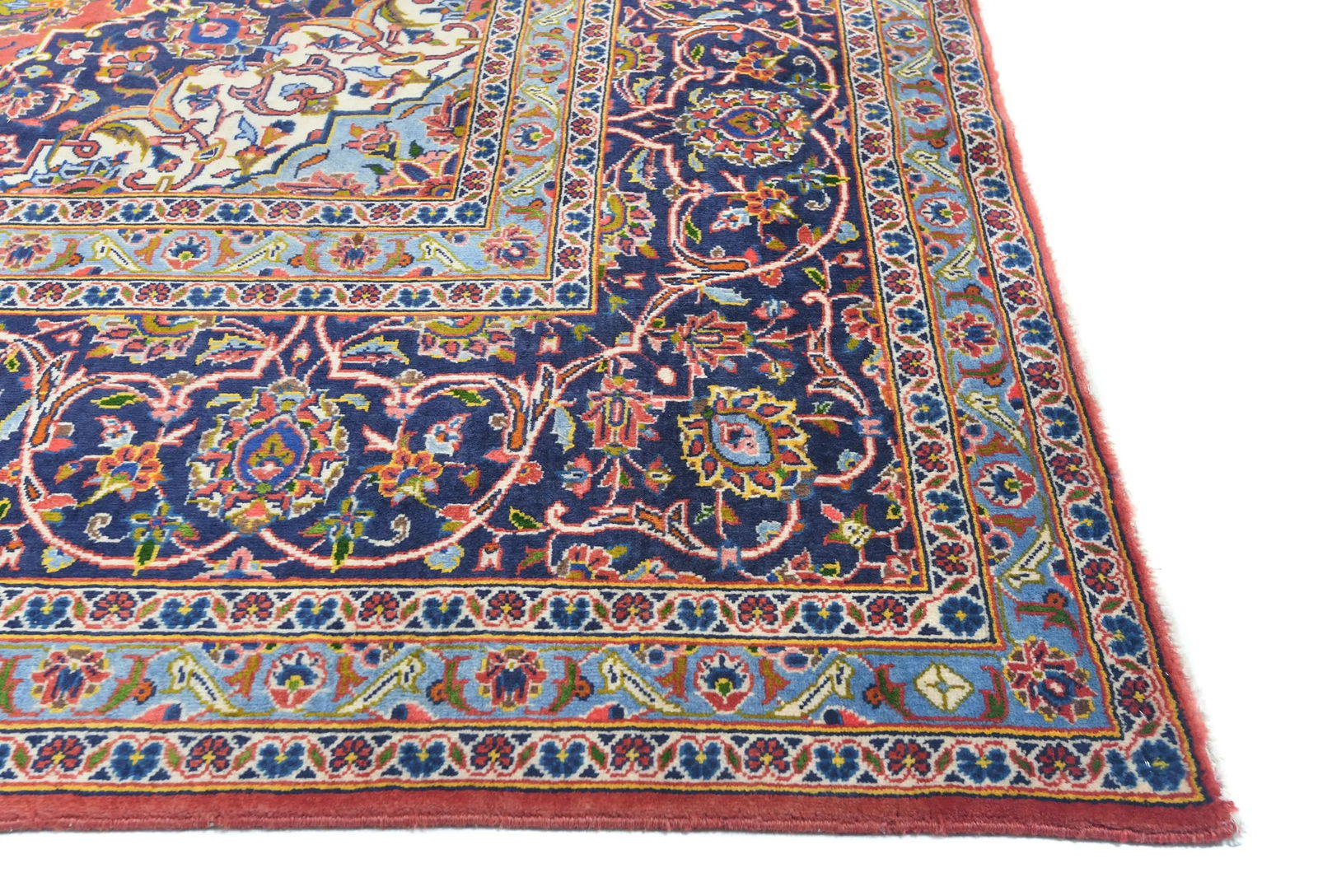 Semi Antique Light Red Traditional Floral 10X13 Kashan Persian Rug - 8