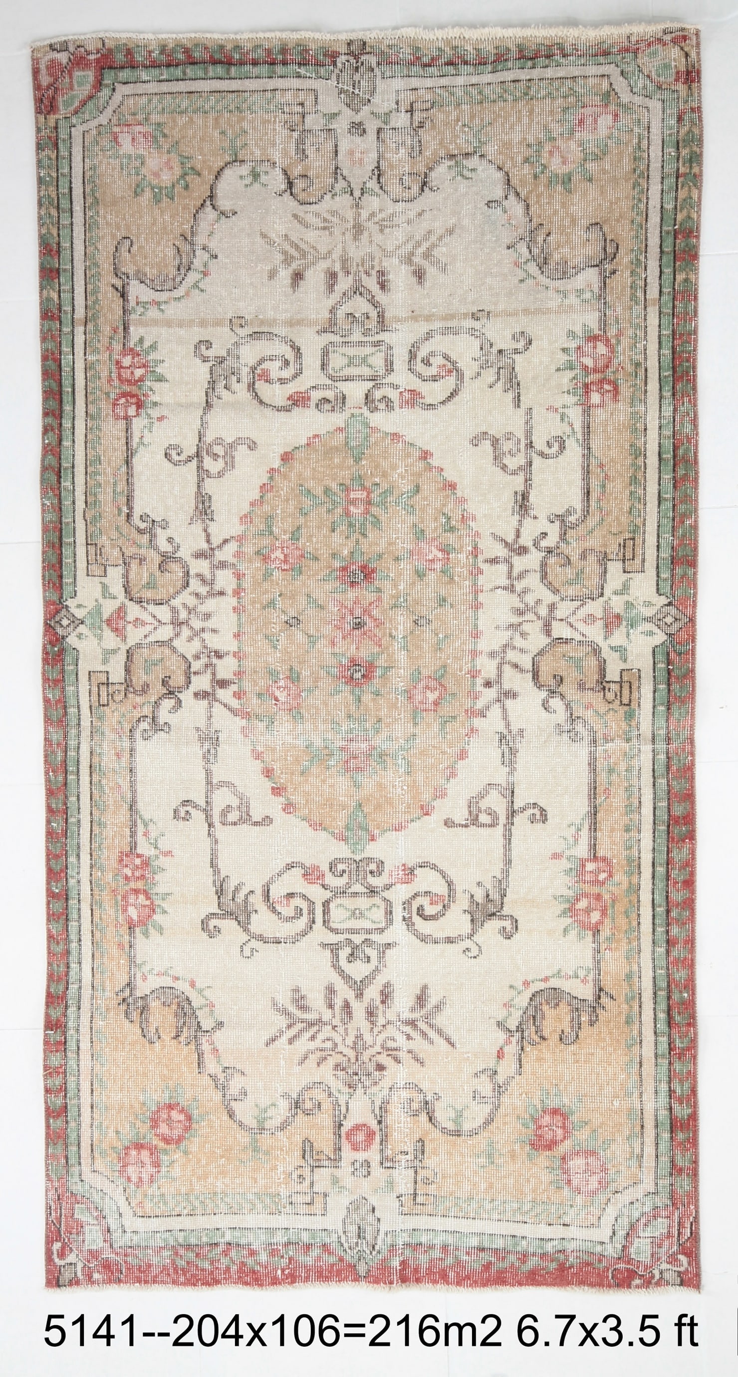 3'5'' x 6'8'' Handmade Vintage Wool Rug - 5141 (1 of 19)