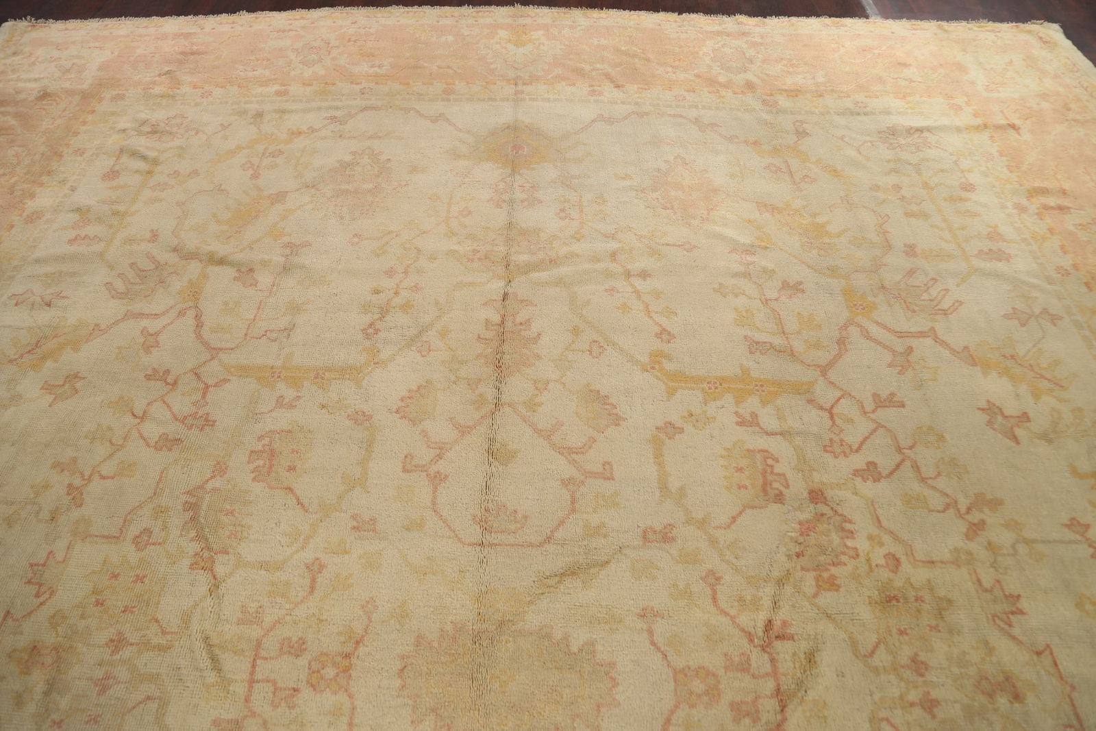 Pre-1900 Antique Vegetable Dye Oushak Large Rug 14x15 - 10