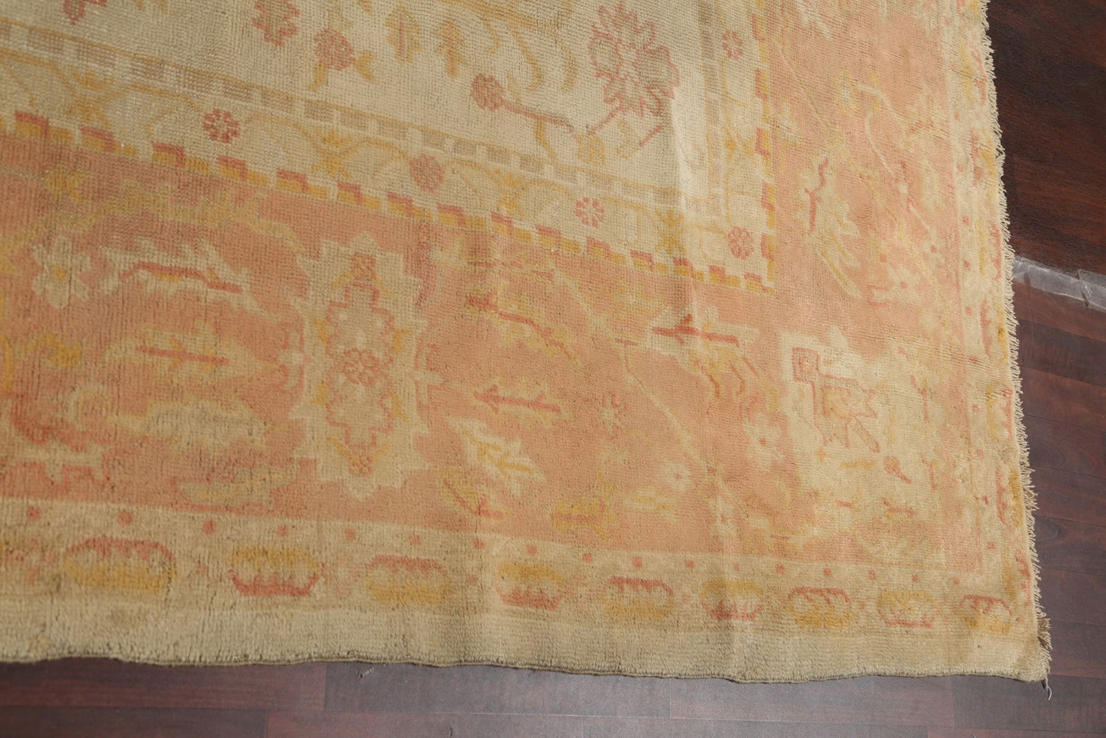 Pre-1900 Antique Vegetable Dye Oushak Large Rug 14x15 - 11