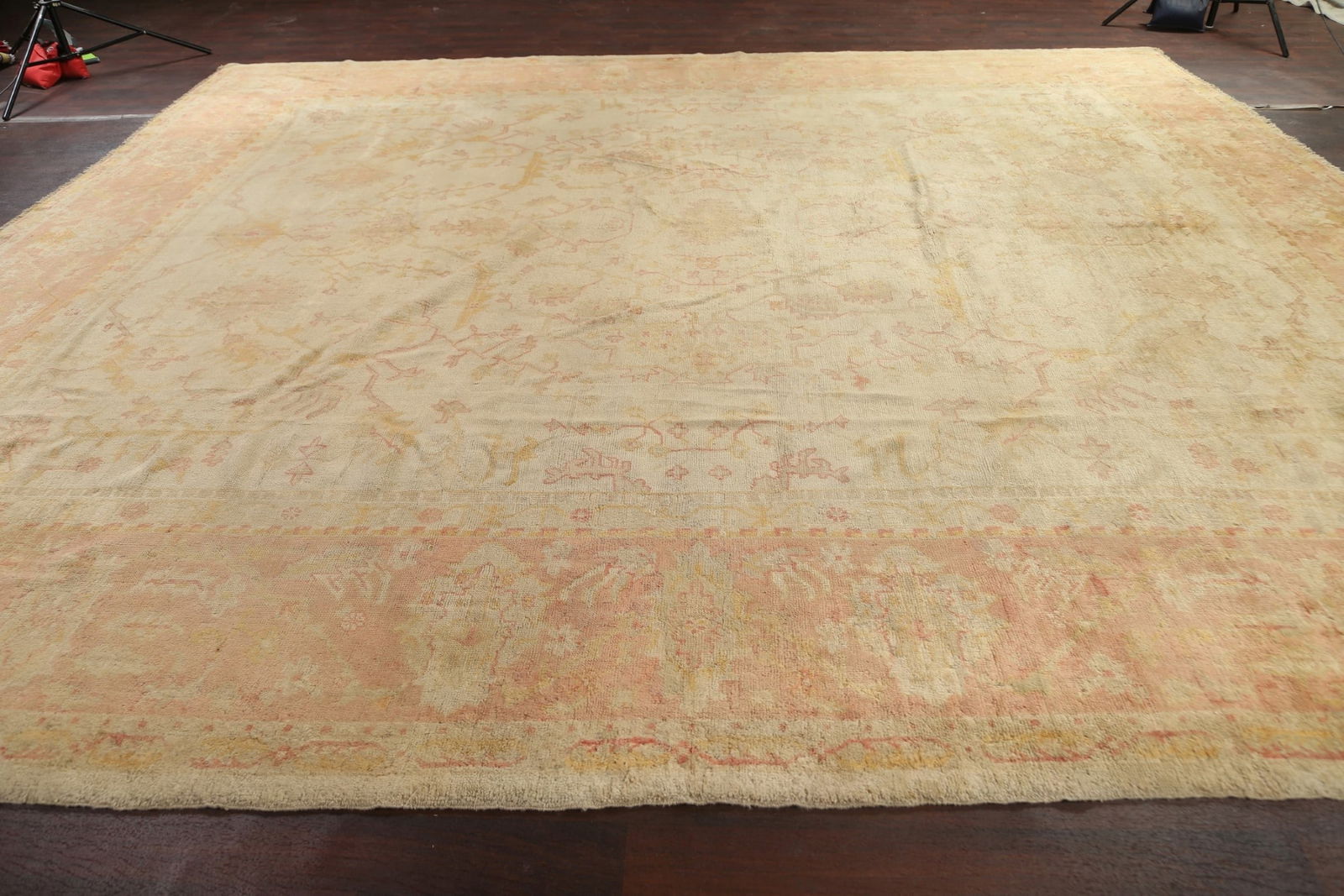 Pre-1900 Antique Vegetable Dye Oushak Large Rug 14x15 - 13