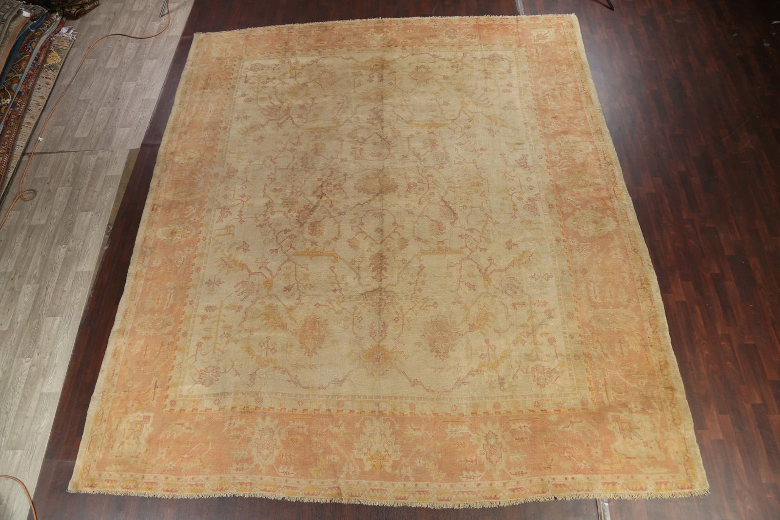 Pre-1900 Antique Vegetable Dye Oushak Large Rug 14x15 - 14