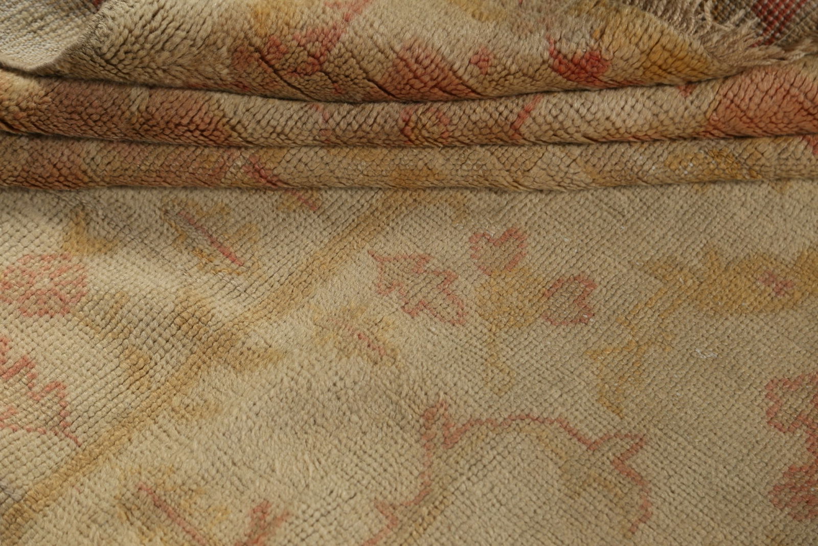 Pre-1900 Antique Vegetable Dye Oushak Large Rug 14x15 - 15