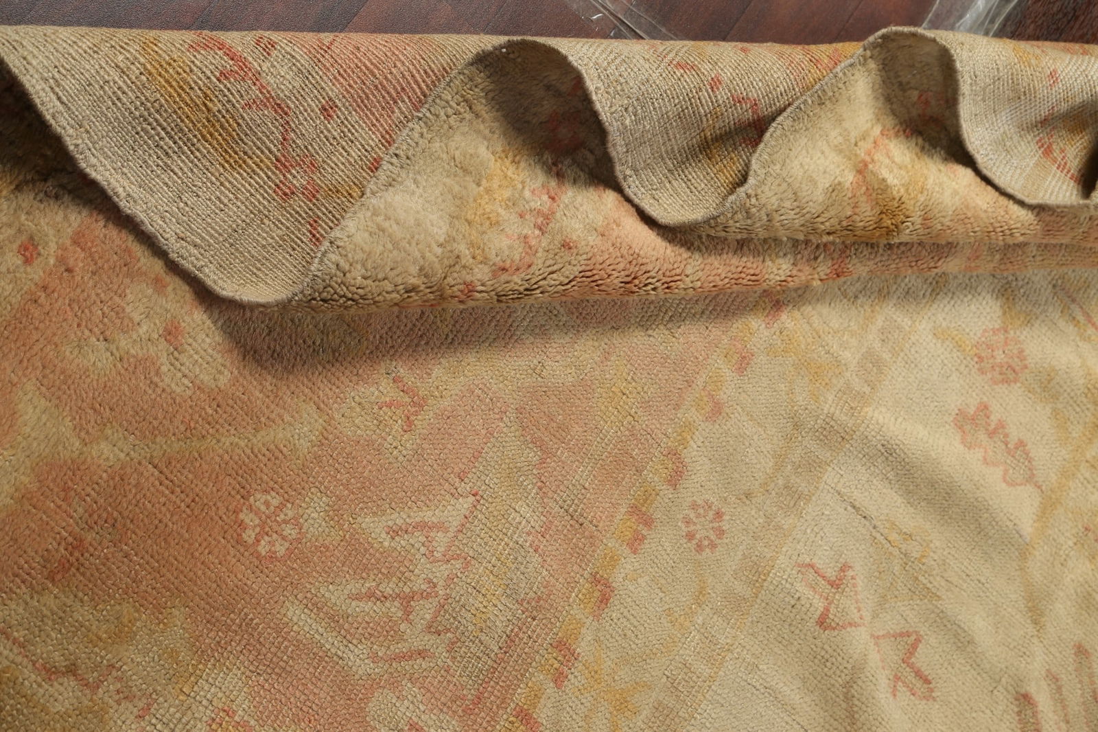 Pre-1900 Antique Vegetable Dye Oushak Large Rug 14x15 - 16