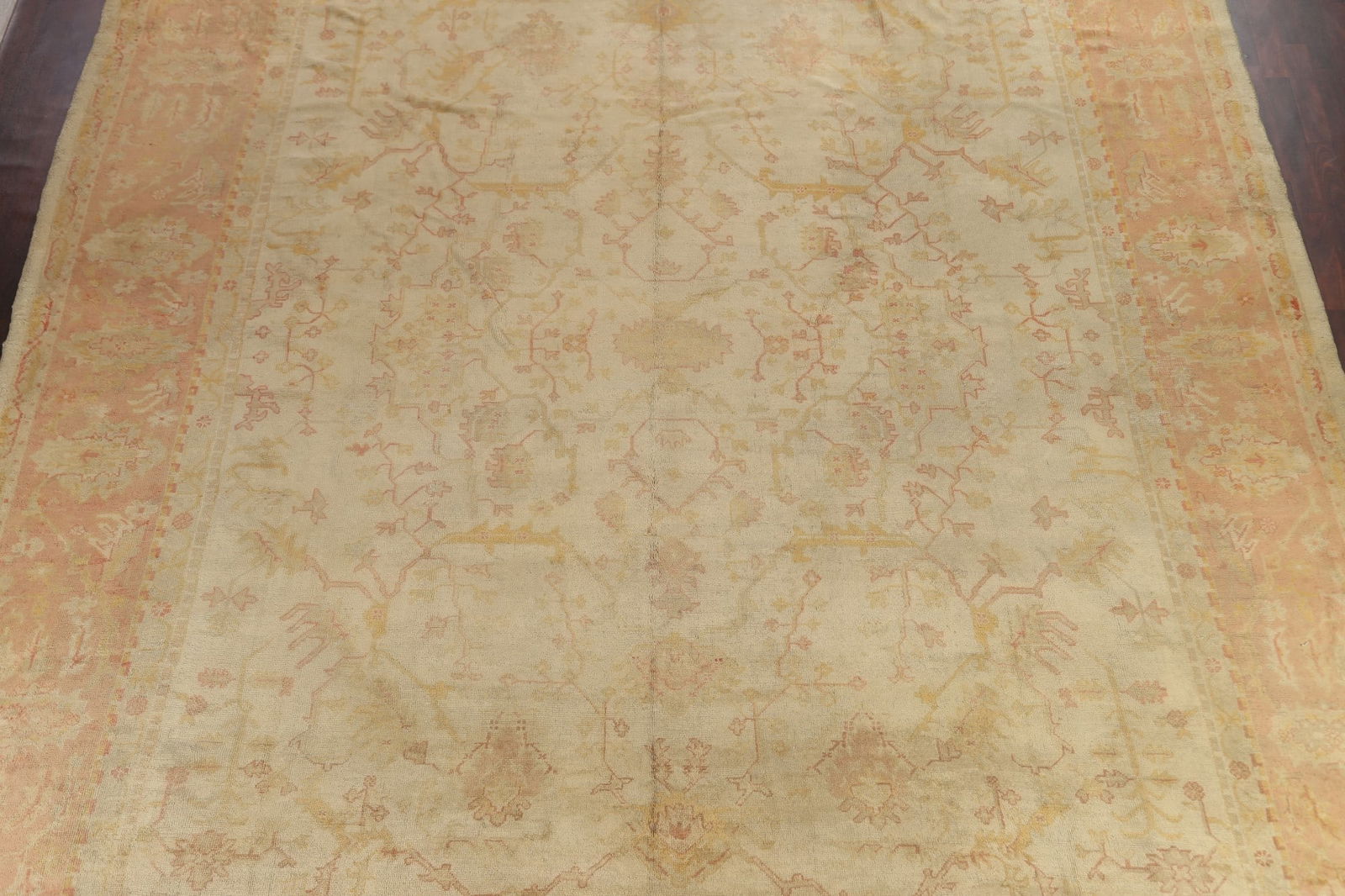 Pre-1900 Antique Vegetable Dye Oushak Large Rug 14x15 - 3