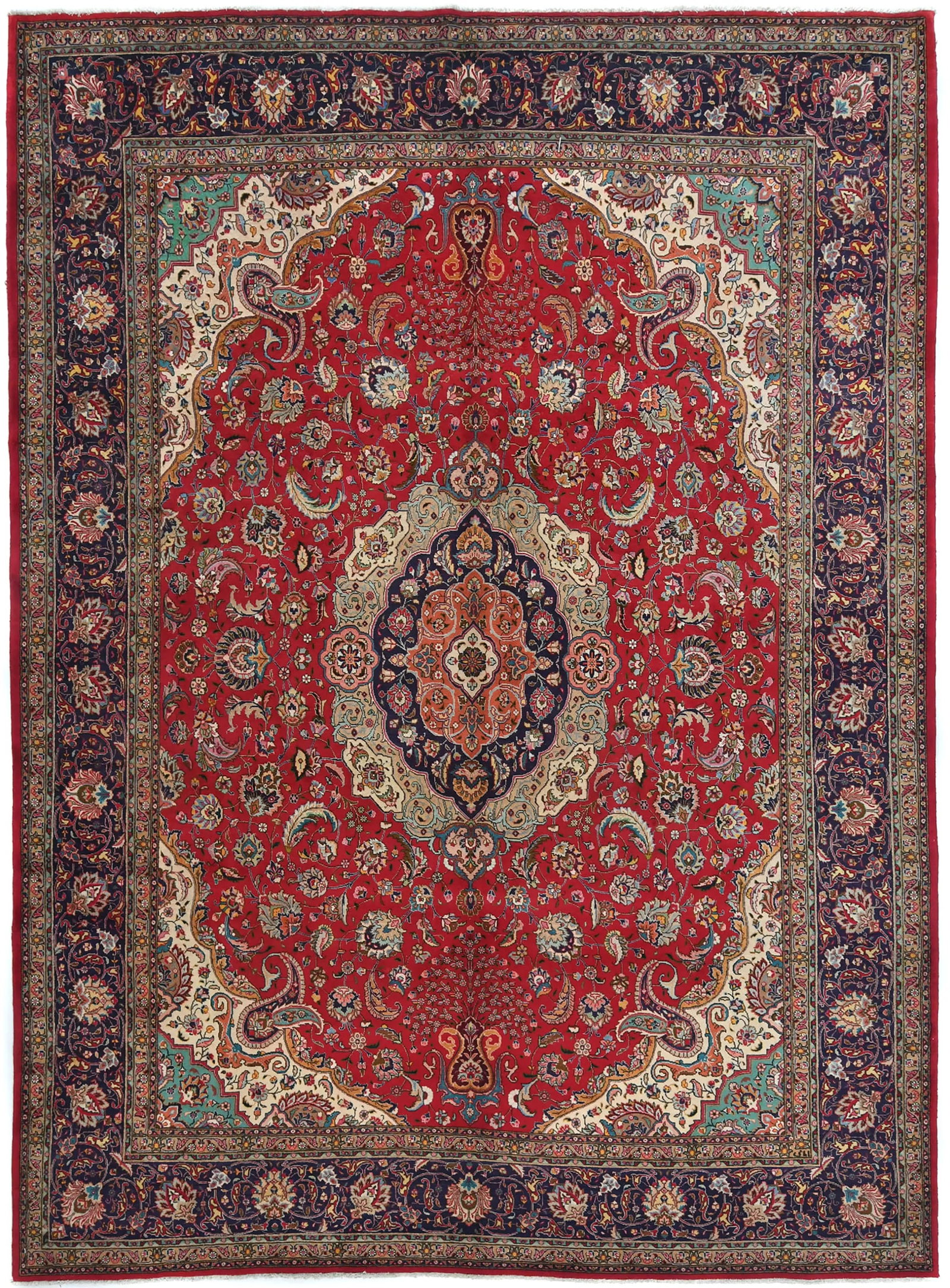 Vintage Red Floral Traditional 10X13 Tabriz Persian Rug: Title:Vintage Red Floral Traditional 10X13 Tabriz Persian RugDescription:Hand-knotted in Persia by skilled artisans using traditional methodsClassic floral pattern with vintage character and signed