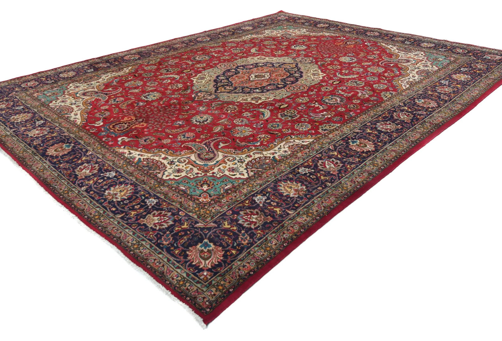 Vintage Red Floral Traditional 10X13 Tabriz Persian Rug - 5
