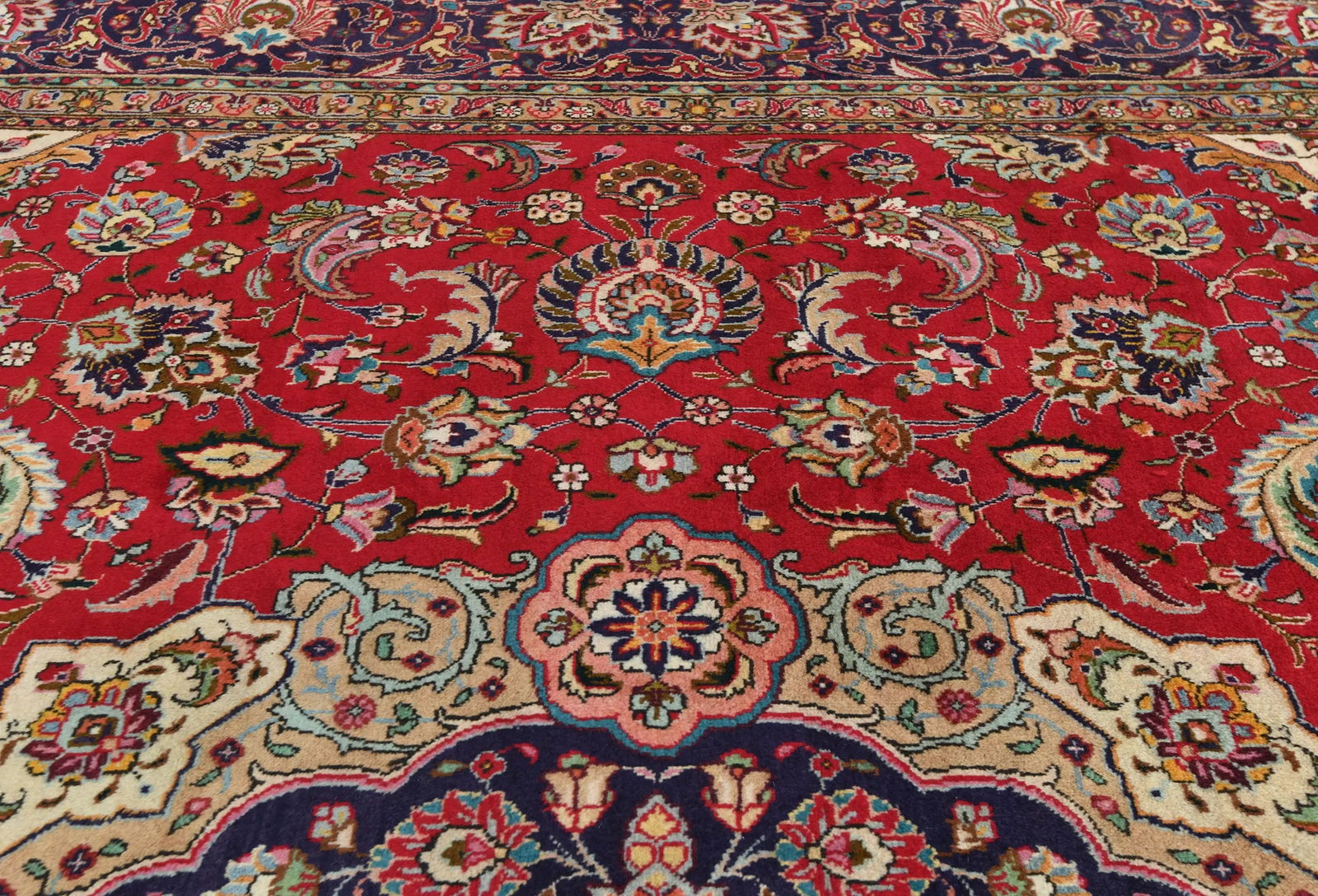 Vintage Red Floral Traditional 10X13 Tabriz Persian Rug - 6