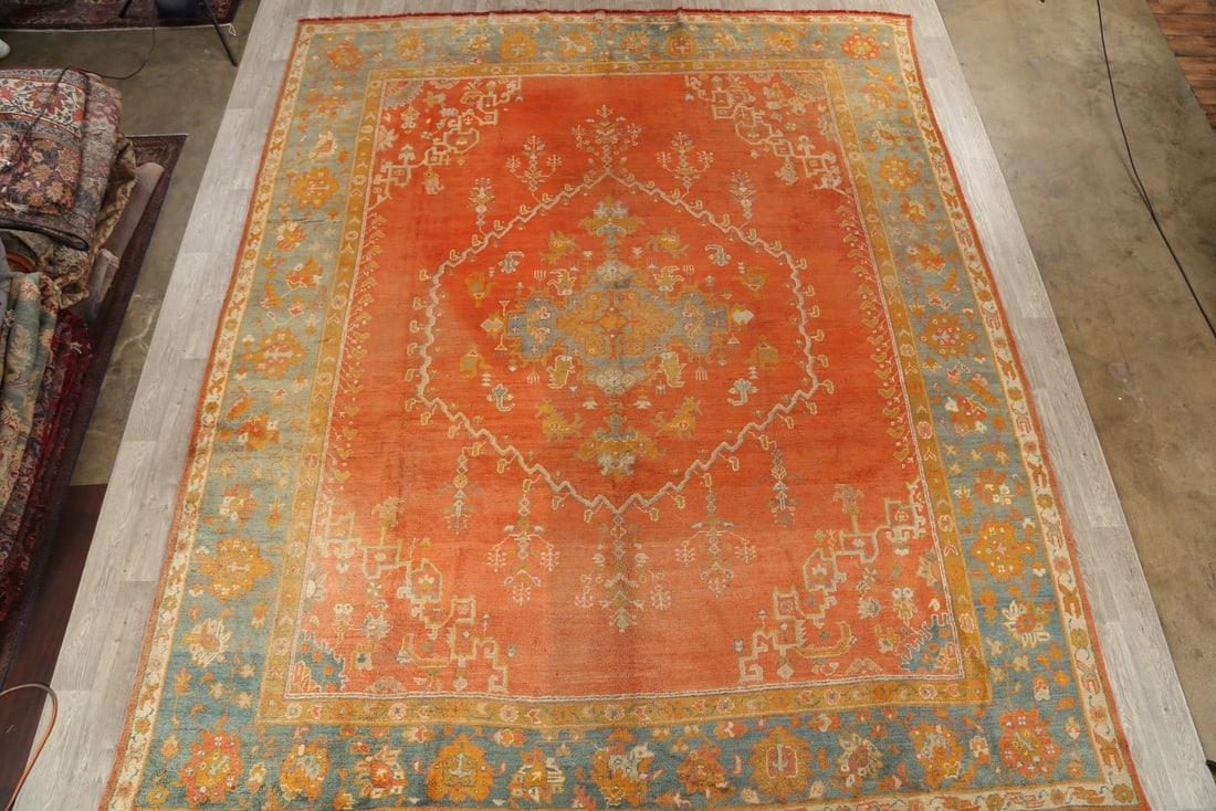 Pre-1900 Antique Vegetable Dye Oushak Persian Area Rug 11x14 - 2