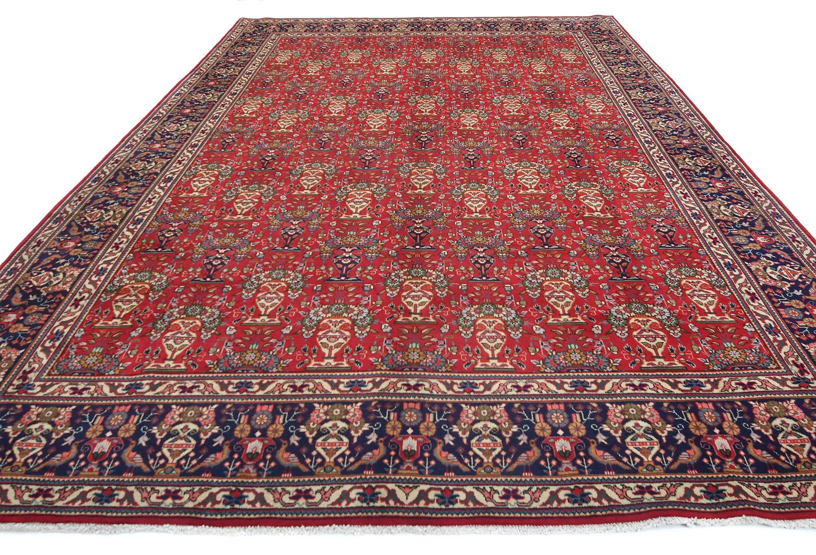 Vintage Red Pictorial Traditional 10X13 Tabriz Persian Rug - 2