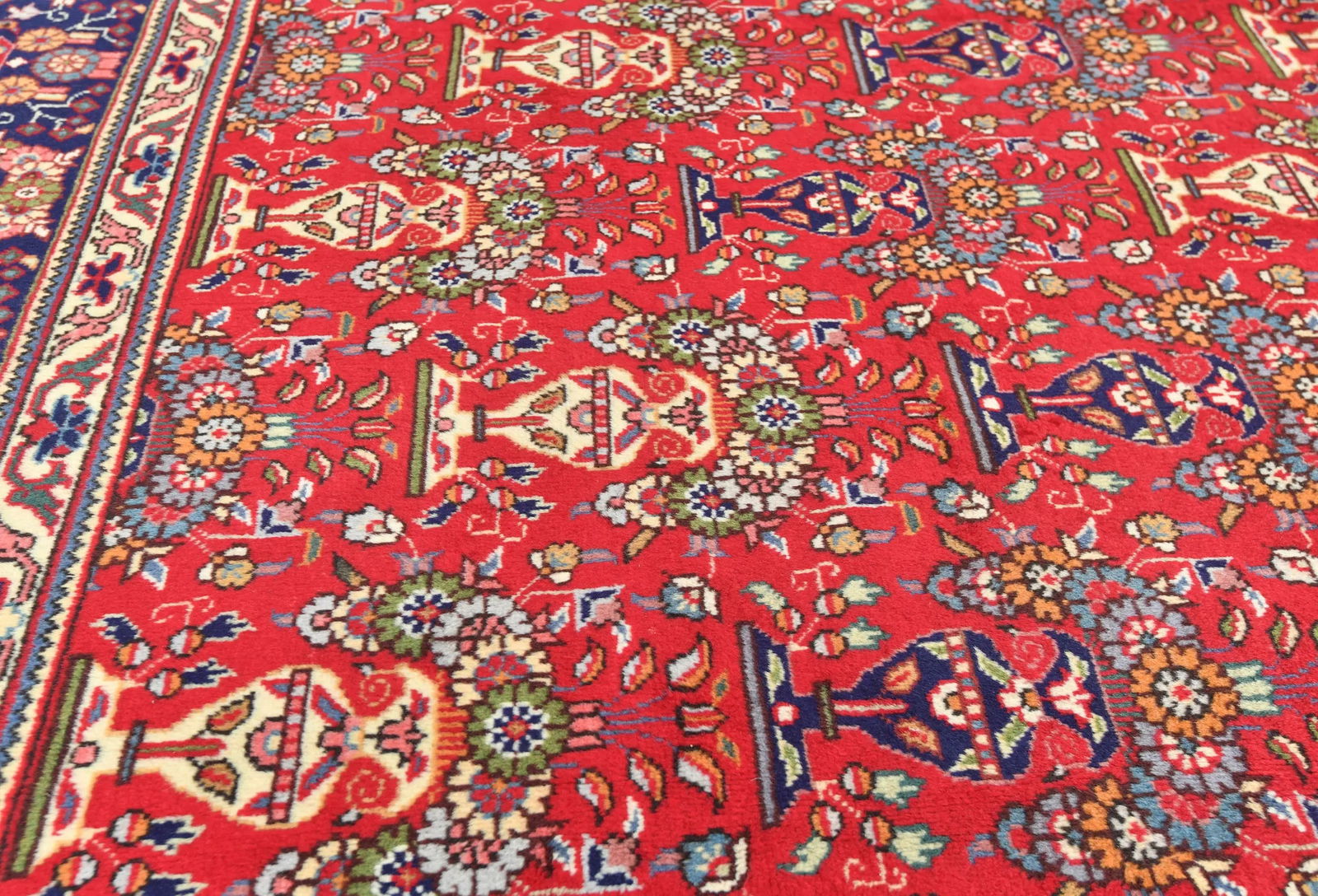 Vintage Red Pictorial Traditional 10X13 Tabriz Persian Rug - 6