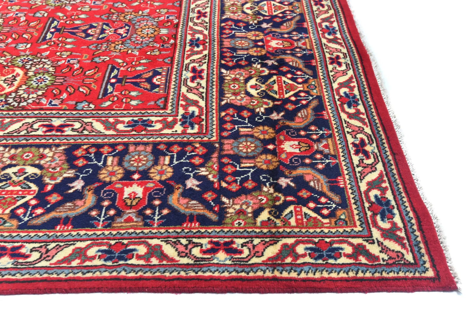 Vintage Red Pictorial Traditional 10X13 Tabriz Persian Rug - 8