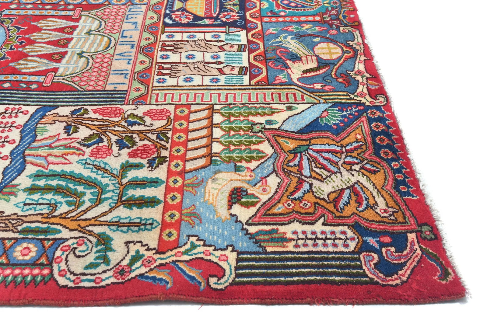 Semi Antique Multicolored Pictorial 9'5X12'6 Kashmar Persian Rug - 8