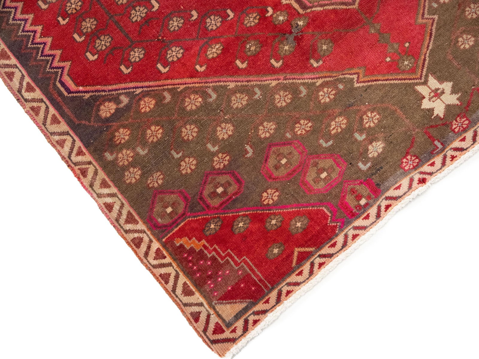 Semi Antique Red Tribal Floral 4X10 Meshkin Persian Runner Rug - 9