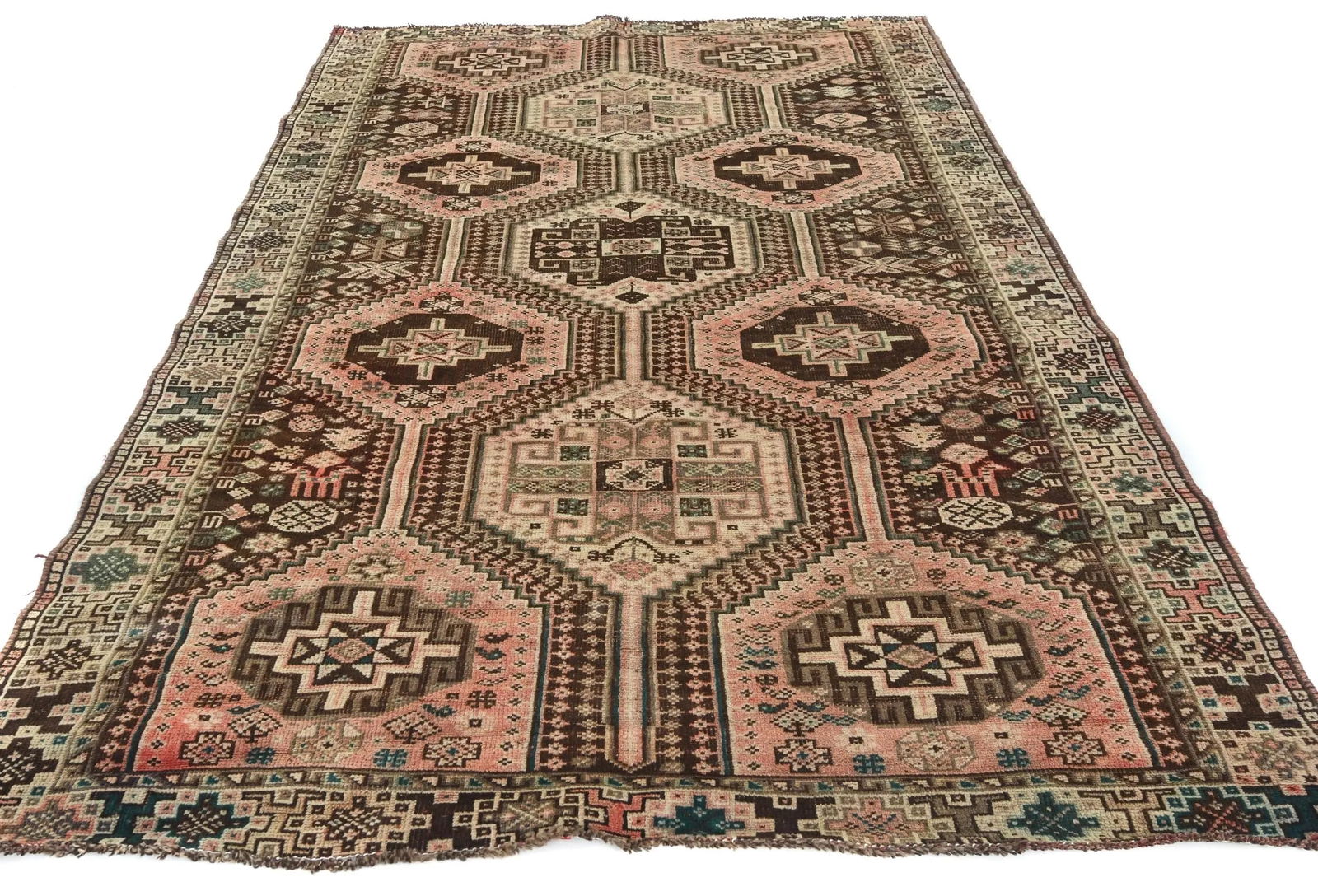 Semi Antique Dark Brown Tribal 5X8 Shiraz Persian Rug - 2