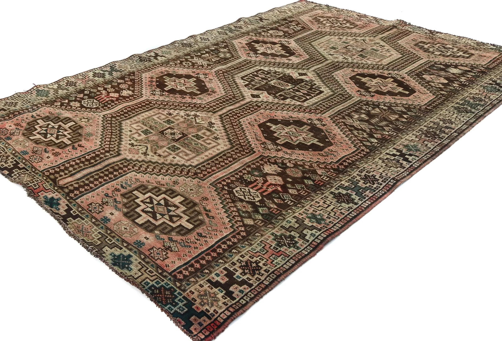 Semi Antique Dark Brown Tribal 5X8 Shiraz Persian Rug - 3