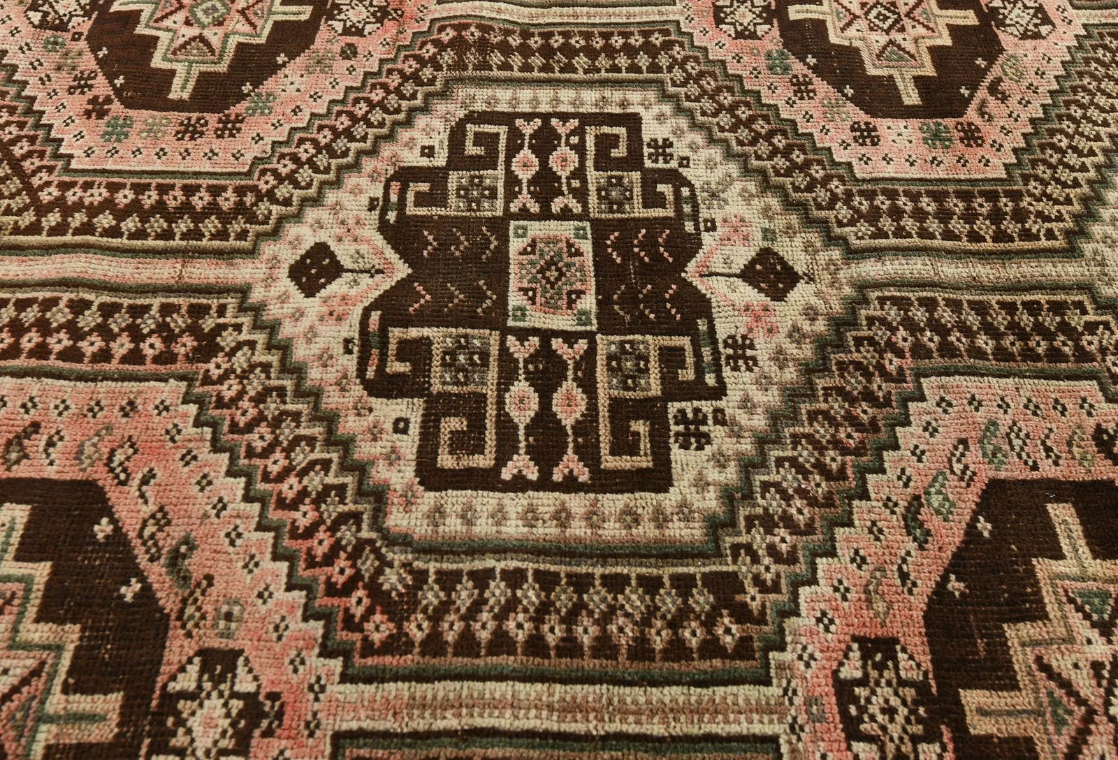 Semi Antique Dark Brown Tribal 5X8 Shiraz Persian Rug - 5