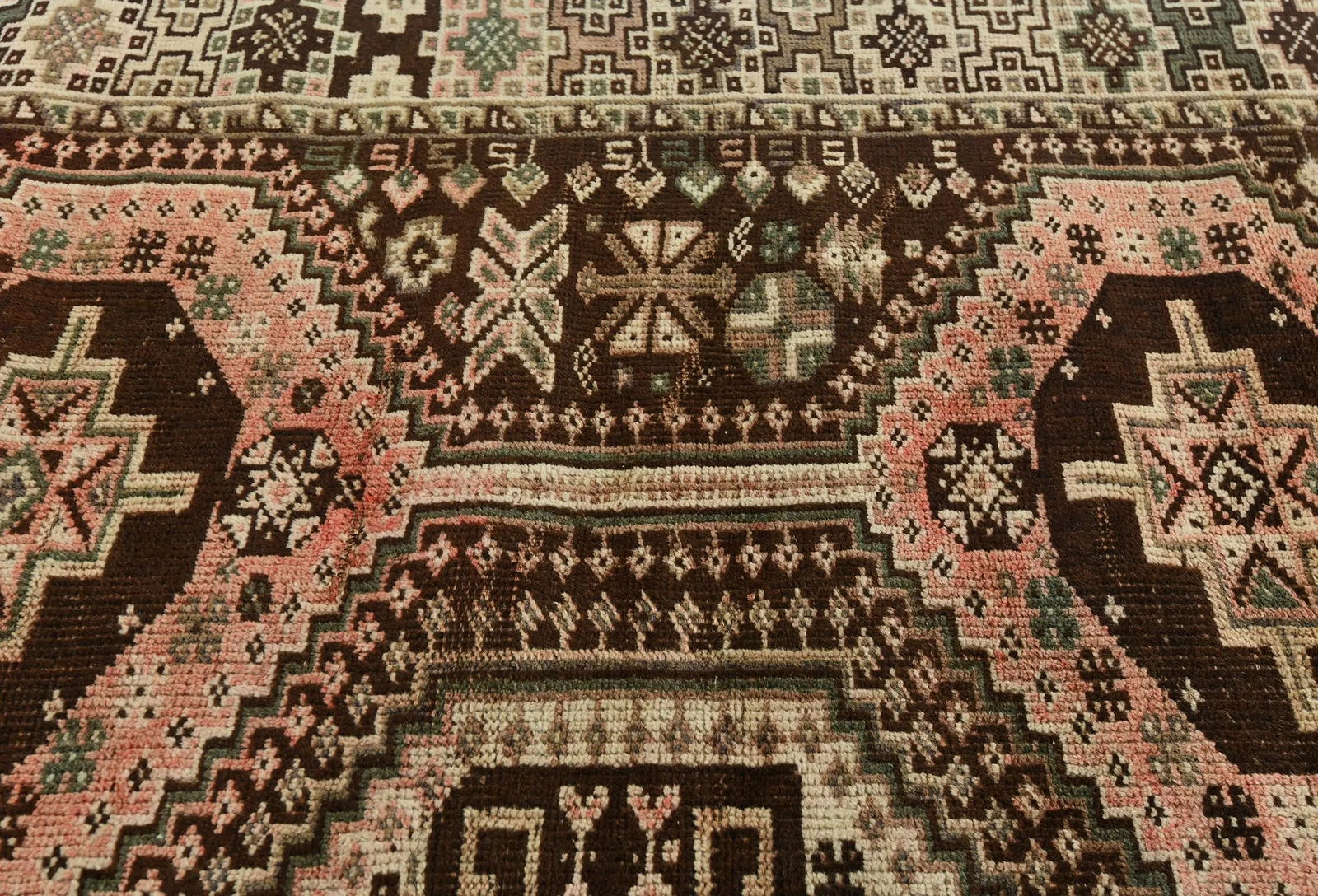 Semi Antique Dark Brown Tribal 5X8 Shiraz Persian Rug - 7