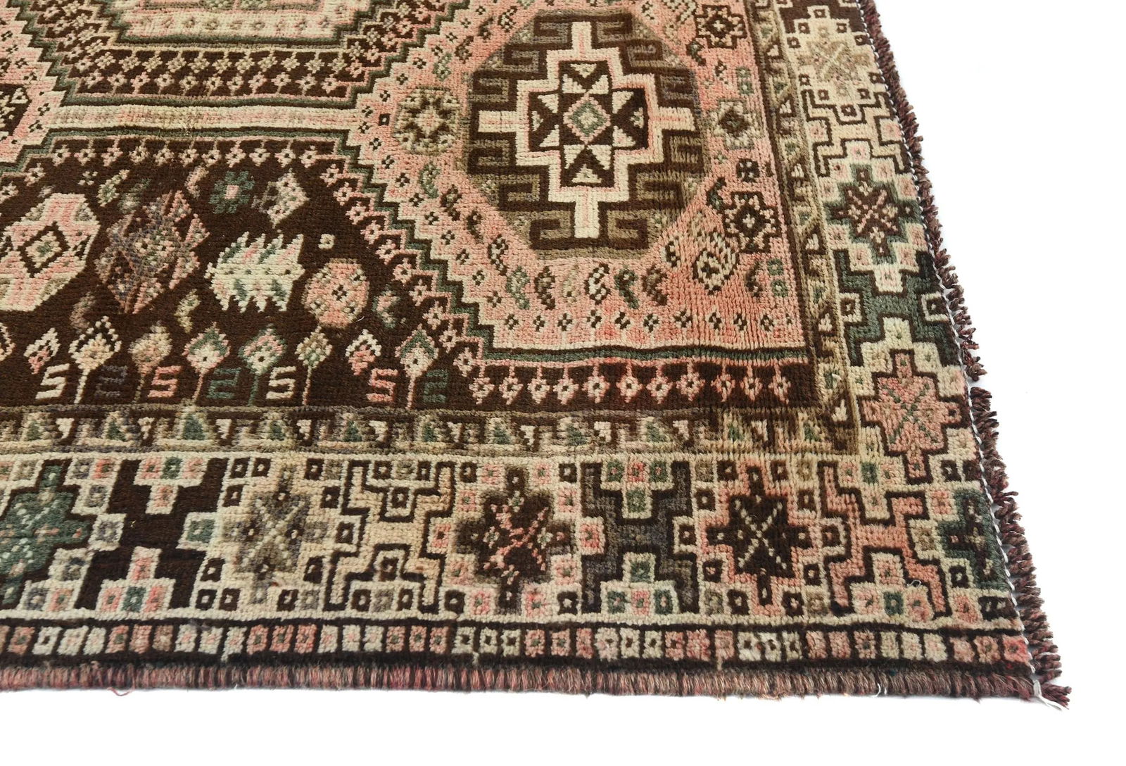Semi Antique Dark Brown Tribal 5X8 Shiraz Persian Rug - 8