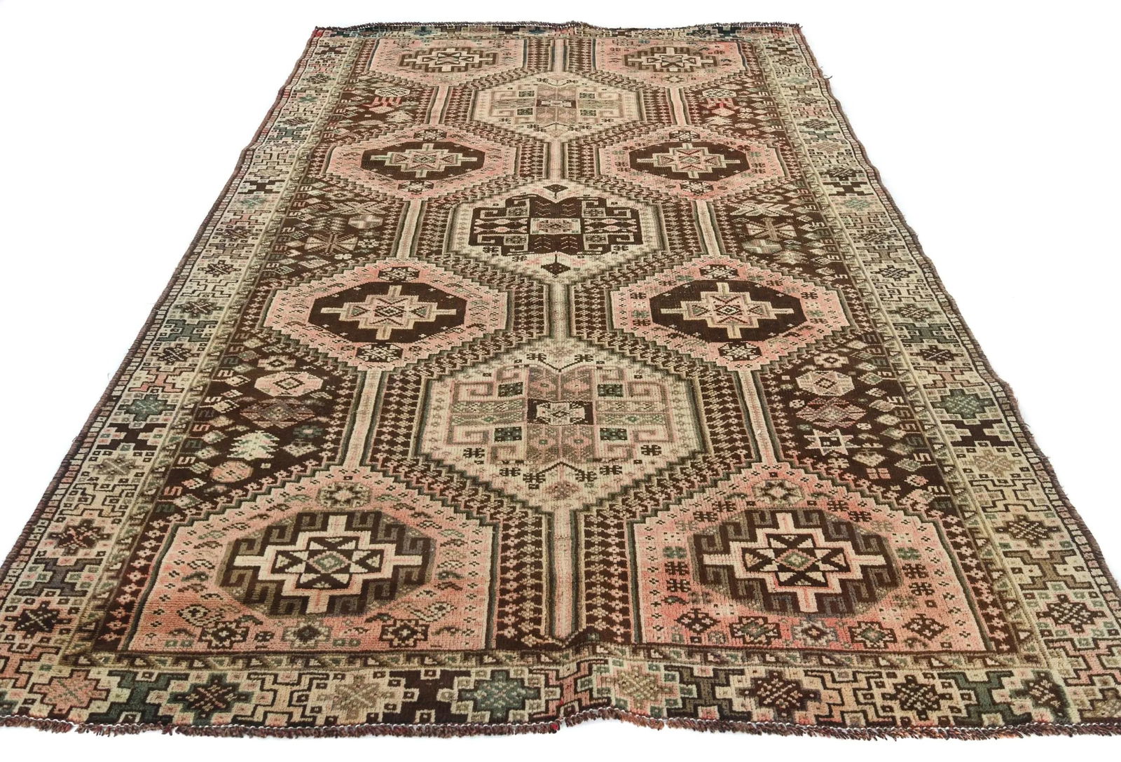 Semi Antique Dark Brown Tribal 5X8 Shiraz Persian Rug - 9