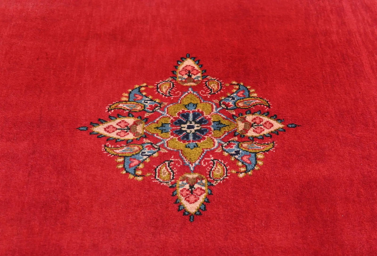 Vintage Red Pictorial Floral 3'8X8'6 Kashan Persian Rug - 5