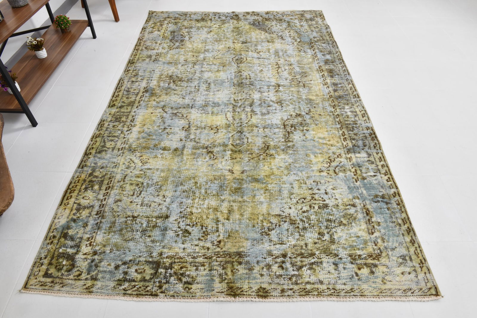 5'7'' x 9'1'' Handmade Vintage Wool Rug - 20140 - 5